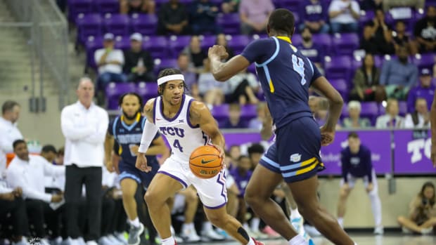 TCU men's basketball guard Jameer Nelson Jr versus Southern on November 6, 2023.